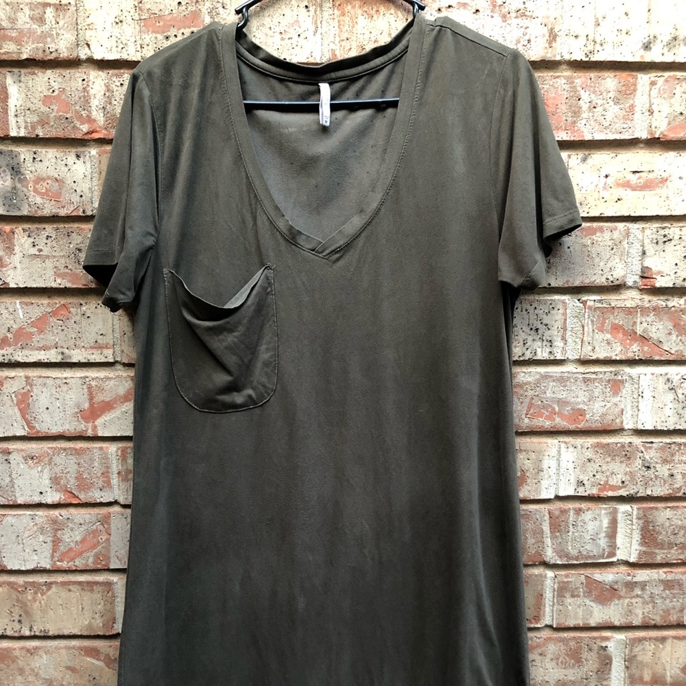 Z SUPPLY T SHIRT DRESS POCKET SUEDE